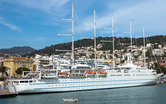 NICE, FRANCE - MAY 4: Cruise ship in Port de Nice on May 4, 2013 in Nice, France. Port de Nice was started in 1745.

Nice, France - May 4, 2013: Cruise ship in Port de Nice. Port de Nice was started in 1745.