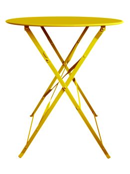 Yellow Folding Table isolated on white, with clipping path.