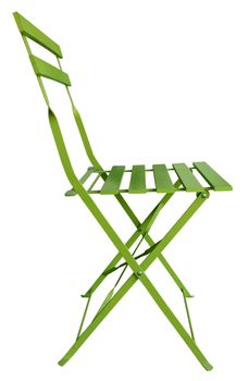 Green Folding Chair isolated on white, with clipping path.