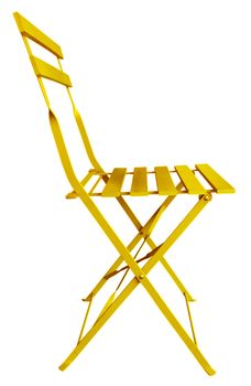 Yellow Folding Chair isolated on white, with clipping path.