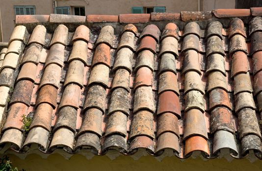 Old roof tiles - traditional roof in mediterranean countries