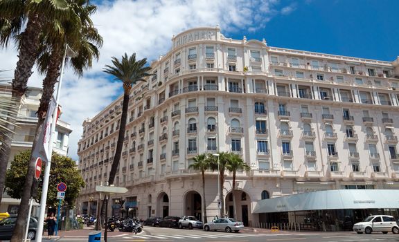 CANNES, FRANCE - MAY 6: Luxury hotel Croisette Miramar on May 6, 2013 in Cannes, France. Located on the famous La Croisette. Built in the early 1900s as a luxury hotel.

Cannes, France - May 6, 2013: Luxury hotel Croisette Miramar. Located on the famous La Croisette. Built in the early 1900s as a luxury hotel.
