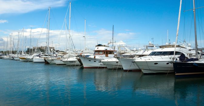 ANTIBES, FRANCE - MAY 6: Sailboats in Port Grimaldi on May 6, 2013 in Antibes, France.

Antibes, France - May 6, 2013: Sailboats in Port Grimaldi on the French Riviera.