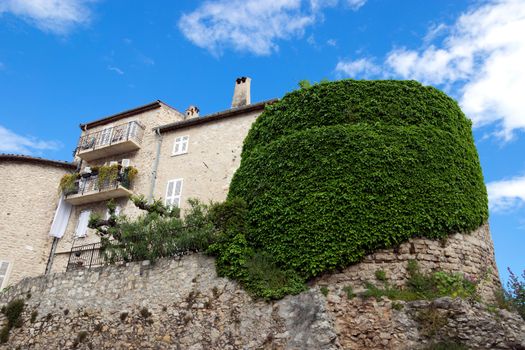 Old stone house built on the rock, Antibes, France