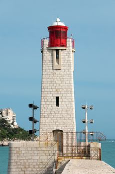 Lighthouse in the port of Nice, France