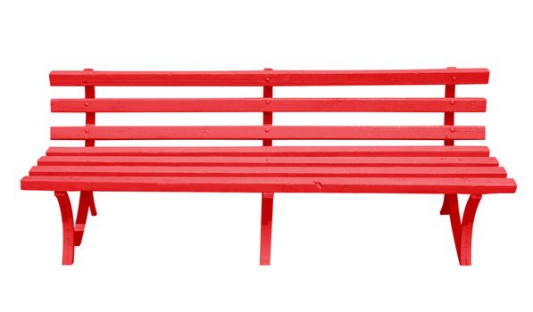 Red bench isolated on white background. Clipping path included.
