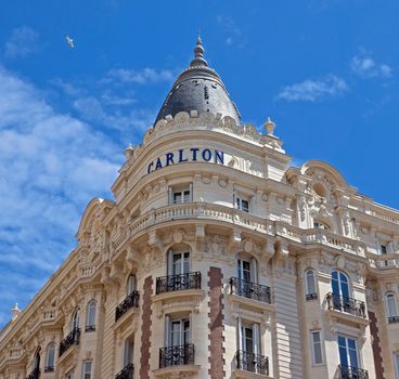 CANNES, FRANCE - MAY 6: Luxury hotel Inter Continental Carlton on May 6, 2013 in Cannes, France. It features 343 rooms. Located on the famous La Croisette.

Cannes, France - May 6, 2013: Luxury hotel Inter Continental Carlton. It features 343 rooms. Located on the famous La Croisette.