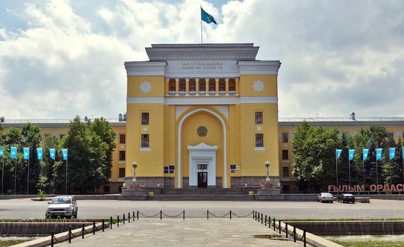ALMATY, KAZAKHSTAN - AUGUST 11: National Academy of Sciences of the Republic of Kazakhstan on August 11, 2013 in Almaty, Kazakhstan. Was founded in 1946 as a state institution.

Almaty, Kazakhstan - August 11, 2013: National Academy of Sciences of the Republic of Kazakhstan. Was founded in 1946 as a state institution that joins leading scientists of Kazakhstan.