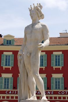 NICE, FRANCE - MAY 4: Statue of Apollo on the Place Massena on May 4, 2013 in Nice, France. The square was reconstructed in 1979.

Nice, France - May 4, 2013: Statue of Apollo on the Place Massena. The square was reconstructed in 1979.