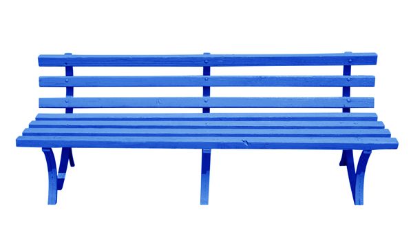 Blue bench isolated on white background. Clipping path included.