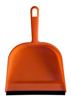 Orange dustpan on white background. Clipping path included.