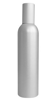 Blank aluminum spray bottle isolated on white. Clipping path included.