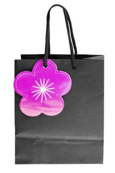 Black shopping bag isolated on white. Clipping path included. 