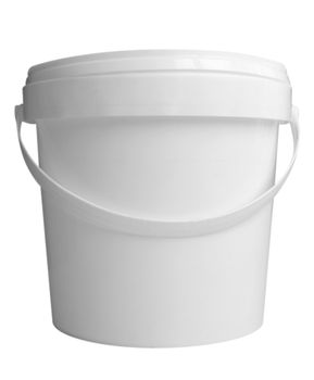 Plastic container for dairy foods. Isolated on a white. Clipping path included.