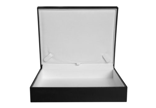 Opened leather case isolated over white. Clipping path included.