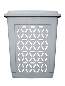 Plastic laundry basket on white. Clipping path included.