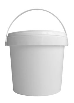 Plastic container for dairy foods. Isolated on a white. Clipping path included.