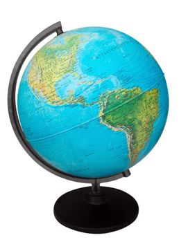 Terrestrial globe isolated on a white, clipping path included.