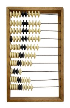 Old wooden abacus isolated on a white. Clipping path included.