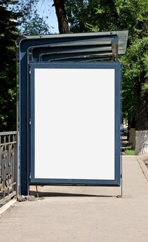 Blank Billboard on Bus Stop for your advertising situated (with work path)
