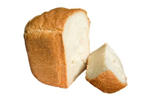 Cut wheat bread isolated on a white. Clipping path included. 