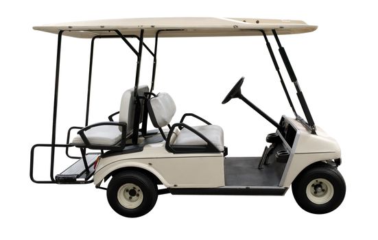 Golf car isolated on white. Clipping path included.