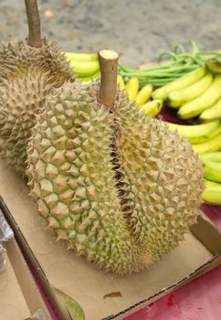 King of fruit, durian at street market, Thailand