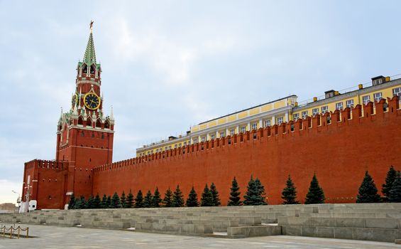 Spasskaya Tower of Moscow Kremlin.
The Spasskaya Tower is the main tower with a through-passage on the eastern wall of the Moscow Kremlin, which overlooks the Red Square.