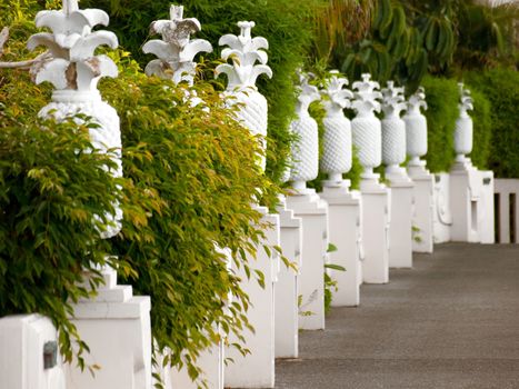 Decorative statues along the walking road
