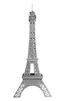 A model Eiffel tower of cardboard isolated on white. Clipping path. 