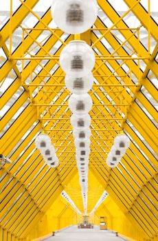 Andreevsky pedestrian bridge in Moscow - inside view.