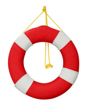 Lifebuoy isolated in white background. Clipping path included.