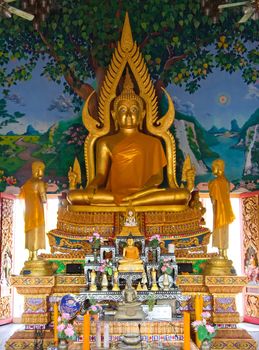 The hall of the temple with golden buddha, Koh Samui, Thailand
KOH SAMUI THAILAND - AUGUST 15: The hall of the temple with golden buddha on August 15, 2012 in Koh Samui, Thailand.