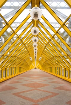 Andreevsky pedestrian bridge in Moscow - inside view.