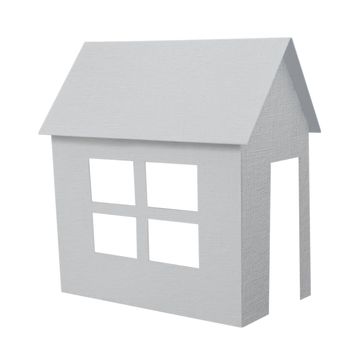 Paper house with red roof isolated over white background. Clipping path included.