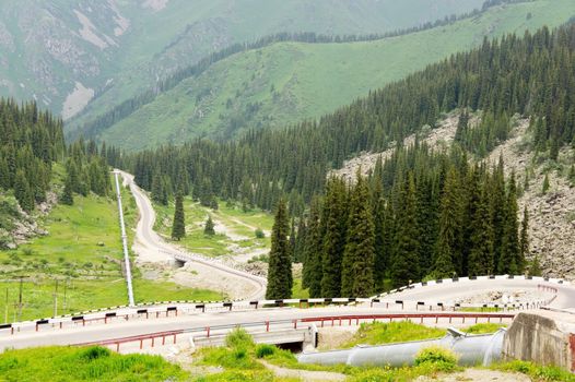 Asphalt Mountain Road in the French Alps