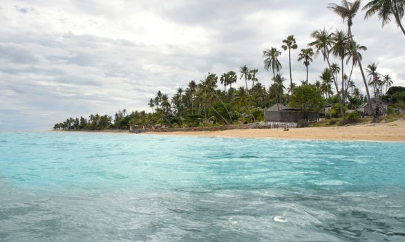 Tropical village from sea. Koh Samui, Thailand.