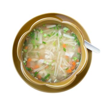 Vegetable soup isolated on white. Clipping path included.