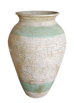 Ancient vase isolated on white background. Clipping path included.