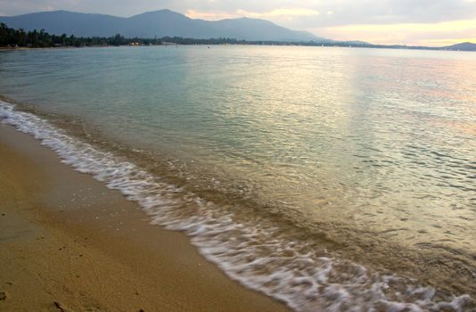 Panoramic view of tropical sea in early evening