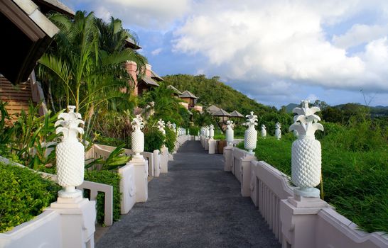 Tropical villas view in morning in Thailand