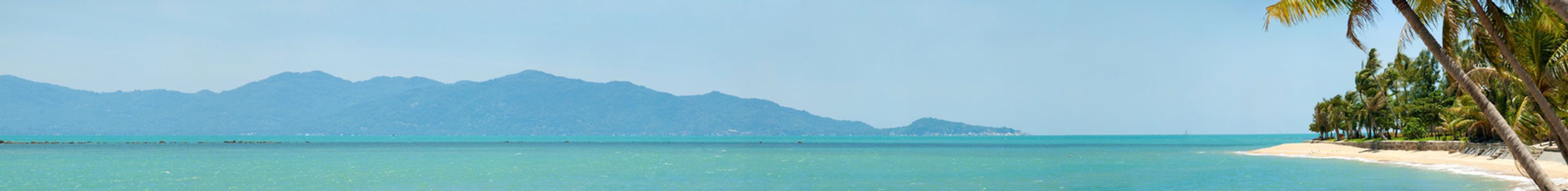 Tropical beach and sea panoramic view in Thailand, Koh Samui