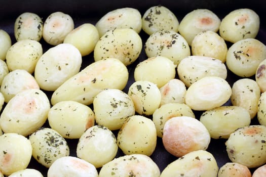 Roasted potatoes close up