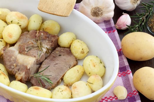 Pork roast with roasted potatoes