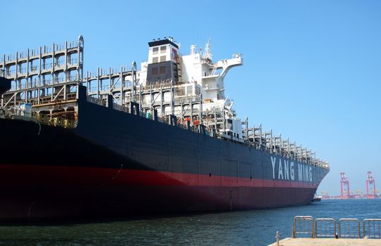 KAOHSIUNG, TAIWAN, JUNE 16: Yang Ming Marine Transport Corp, the second-largest container shipper says it expects to return to the black this month, with profitability further rebounding in the third quarter, on June 16, 2012 in Kaohsiung.