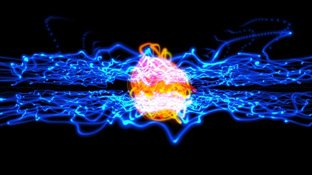 Abstract energy ball particle background in space