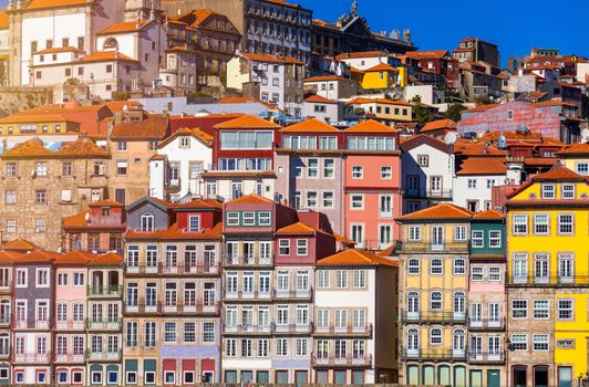Scenic view of the Porto Old Town pier architecture over Duoro river in Porto, Portugal
