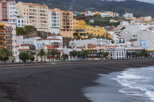 Santa Cruz d la Palma - beautiful capital of La Palma. Canary islands of Spain. Panoramic view of downtown and the beach. 