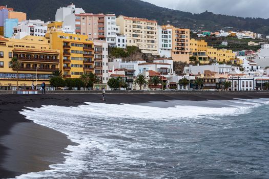 Santa Cruz d la Palma - beautiful capital of La Palma. Canary islands of Spain. Panoramic view of downtown and the beach. 