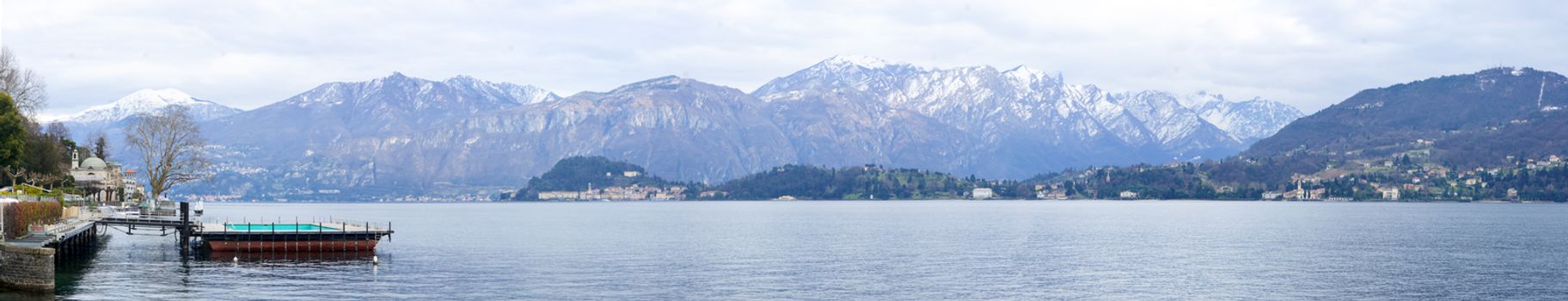 Panoramic view of Lake Como at winter. Lombardy, Italy